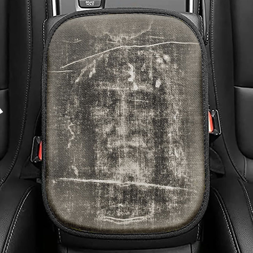 Jesus Walks Sunset Beach Just Breathe Seat Box Cover, Christian Car Center Console Cover, Religious Car Interior Accessories