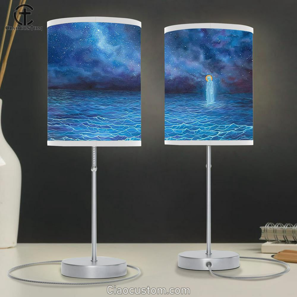 Jesus Walks Water Table Lamp Prints - Christian Lamp Art - Christian Home Decor