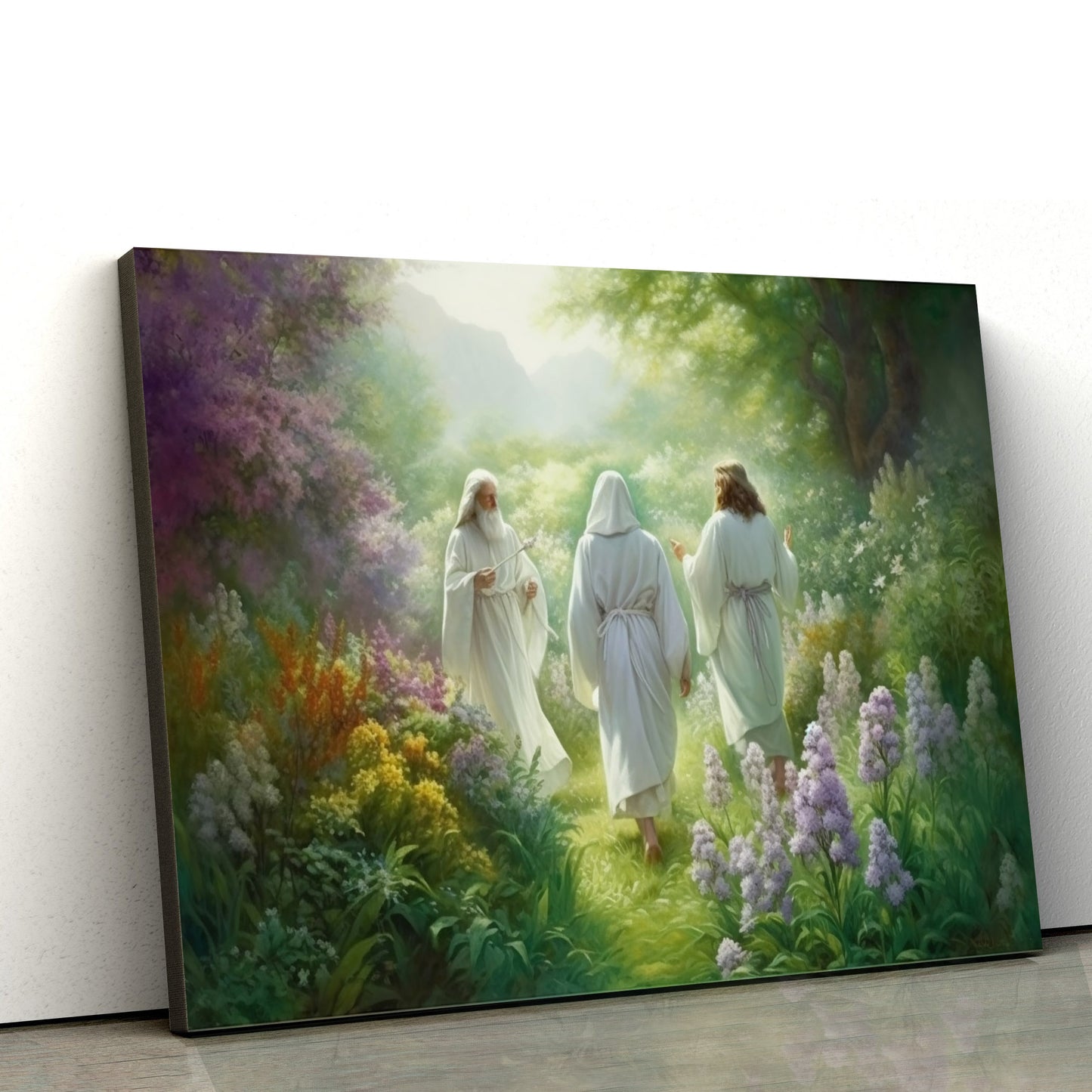 Jesus Walks With His Two Disciples - Canvas Picture - Jesus Christ Canvas - Christian Wall Art