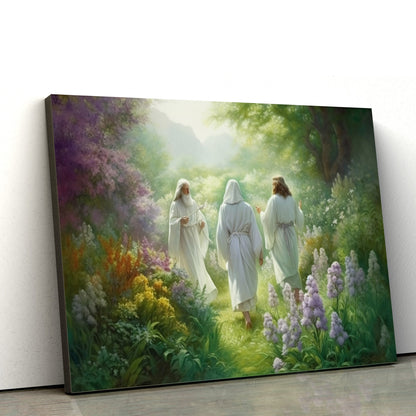 Jesus Walks With His Two Disciples - Canvas Picture - Jesus Christ Canvas - Christian Wall Art