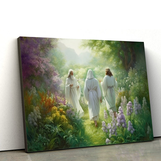 Jesus Walks With His Two Disciples - Canvas Picture - Jesus Christ Canvas - Christian Wall Art