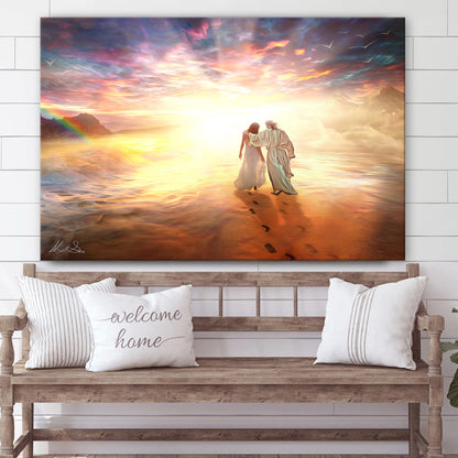 Jesus Walks With Us Jesus Art Heaven Rest In Peace Faith - Jesus Canvas Pictures - Christian Wall Art
