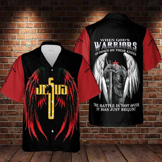 Jesus Warrior Angel Wings Hawaiian Shirt - Christian Hawaiian Shirts For Women Men