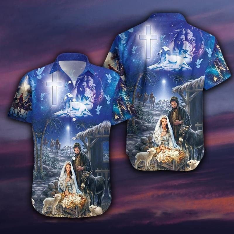 Jesus Was Born On Farm Hawaiian Shirts - Christian Hawaiian Shirts For Men & Women