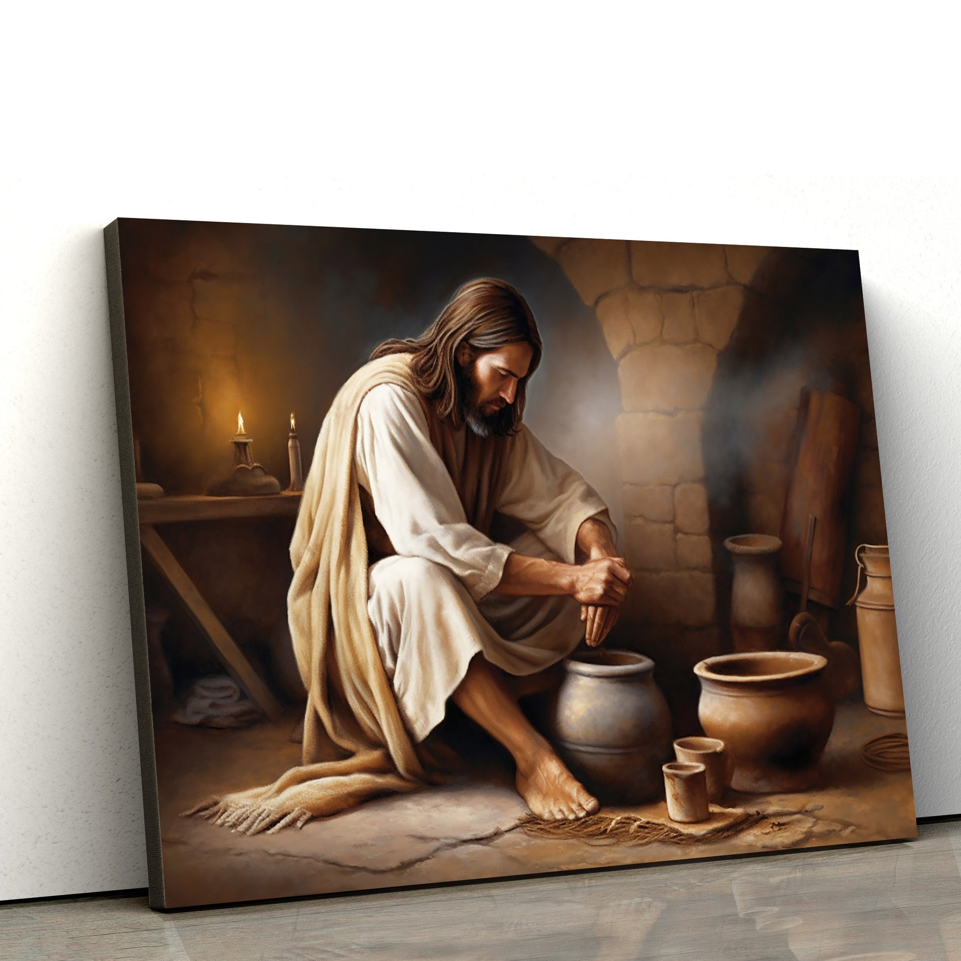 Jesus Wash Hands - Canvas Picture - Jesus Christ Canvas - Christian Wall Art