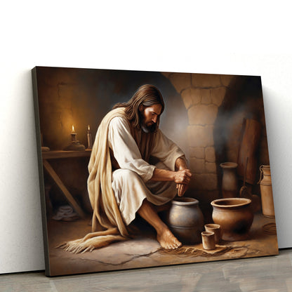 Jesus Wash Hands - Canvas Picture - Jesus Christ Canvas - Christian Wall Art