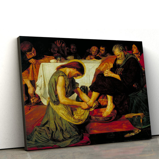 Jesus Washes Disciples Feet - Jesus Canvas Wall Art - Christian Wall Art