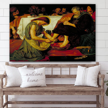 Jesus Washes Disciples Feet - Jesus Canvas Wall Art - Christian Wall Art