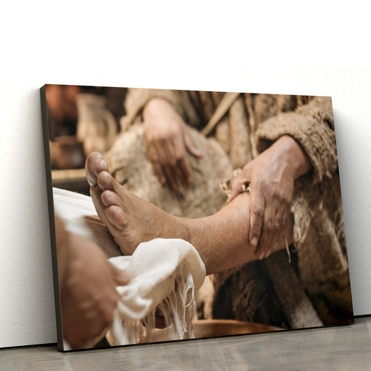 Jesus Washes Feet - Jesus Canvas Wall Art - Christian Wall Art