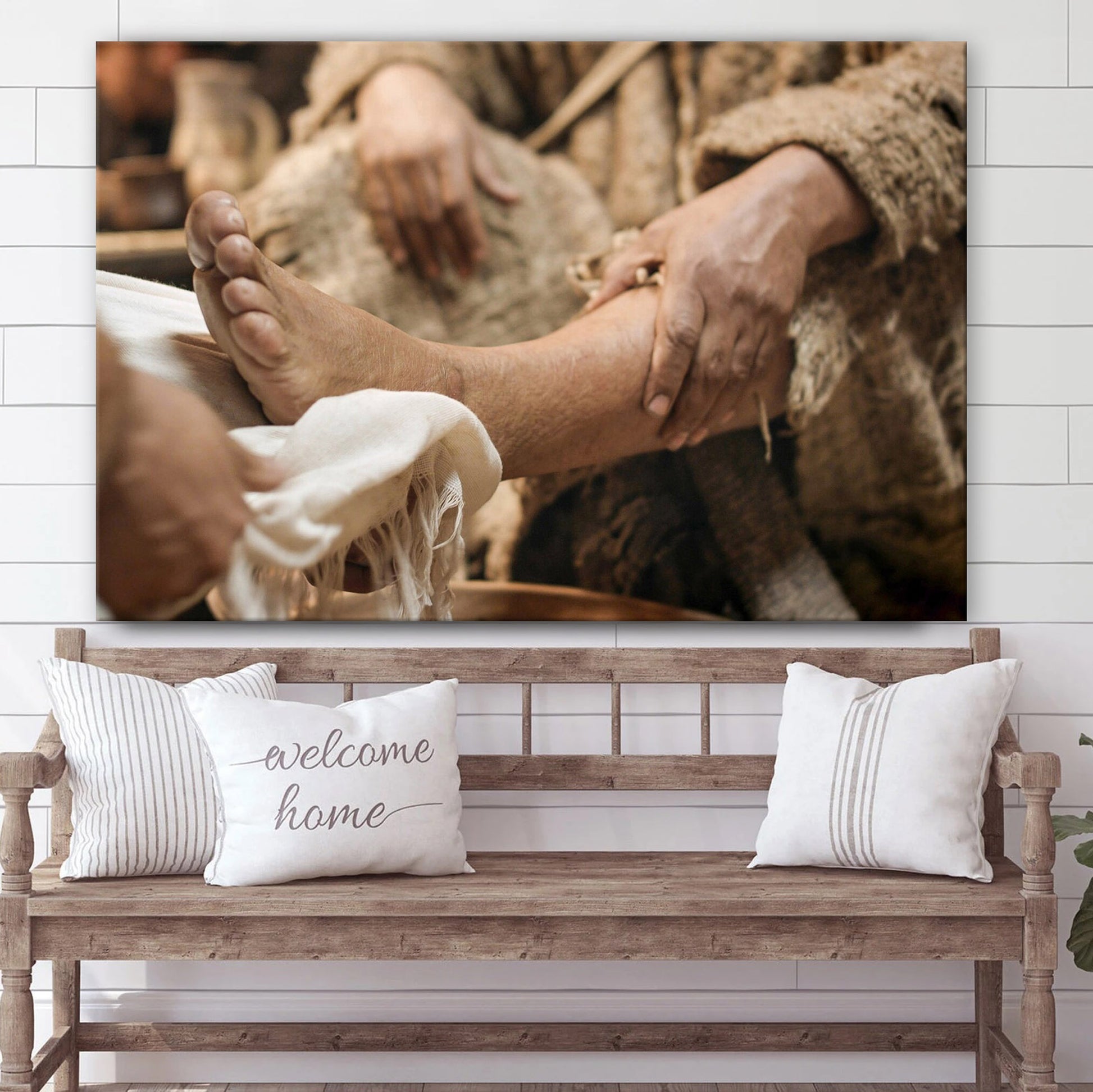 Jesus Washes Feet - Jesus Canvas Wall Art - Christian Wall Art