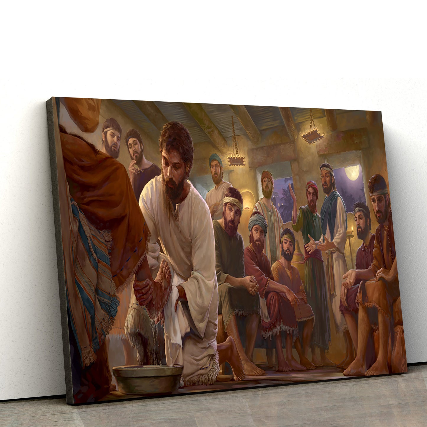 Jesus Washes His Disciples Feet - Jesus Canvas Wall Art - Christian Wall Art