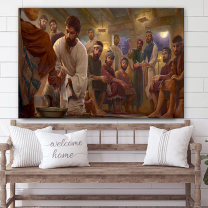 Jesus Washes His Disciples Feet - Jesus Canvas Wall Art - Christian Wall Art