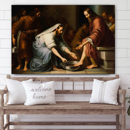 Jesus Washes His Disciples Feet Christian Art Bible - Canvas Picture - Jesus Canvas Pictures - Christian Wall Art
