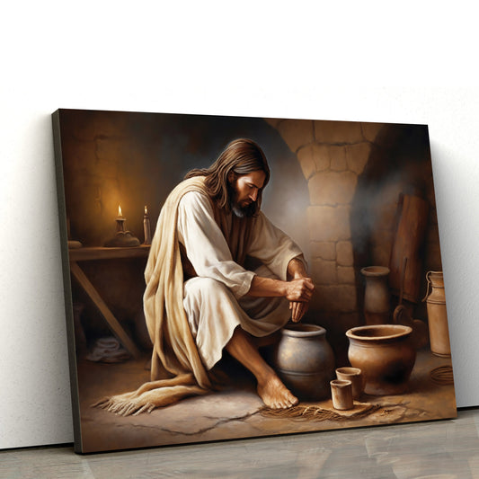 Jesus Washes His Hands - Canvas Pictures - Jesus Christ Canvas - Christian Wall Art