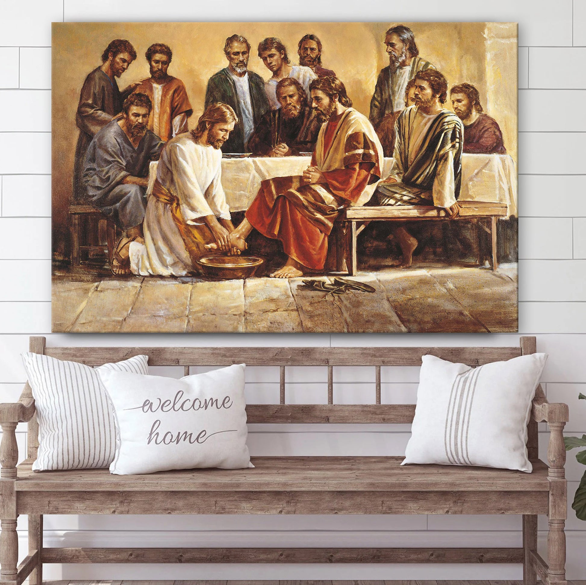 Jesus Washing The Disciples' Feet - Jesus Canvas Wall Art - Christian Wall Art