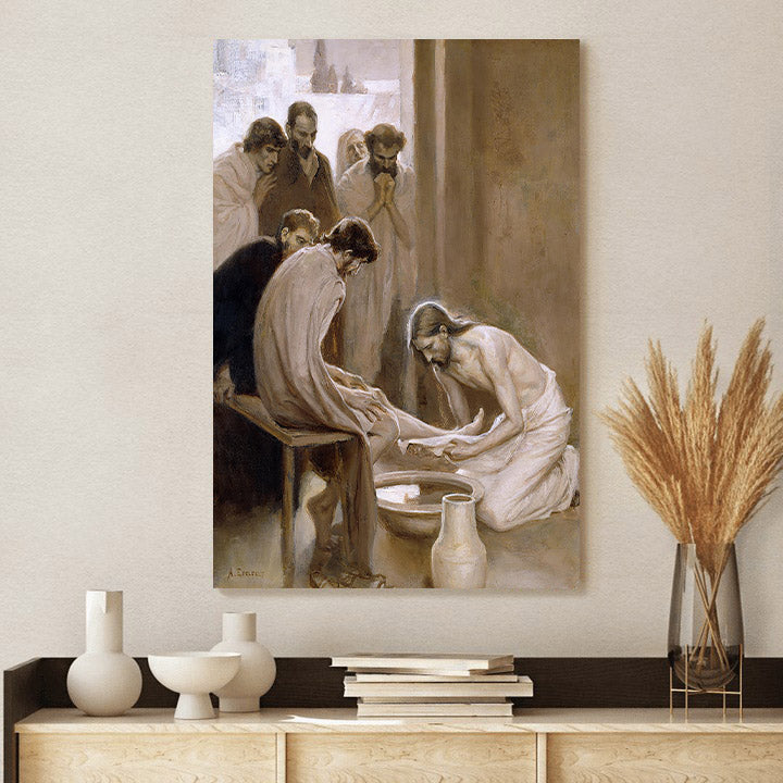 Jesus Washing The Feet Of His Disciples Canvas Picture - Jesus Christ Canvas Art - Christian Wall Canvas