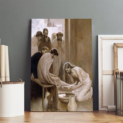 Jesus Washing The Feet Of His Disciples Canvas Picture - Jesus Christ Canvas Art - Christian Wall Canvas