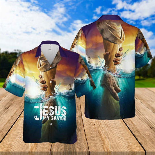 Jesus Water Take My Hand Jesus Is My Savior Hawaiian Shirts - Religious Hawaiian Shirts - Hawaiian Christian For Men Women