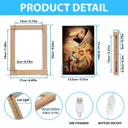 Jesus Watercolor Lion Jesus On The Cross Frame Lamp