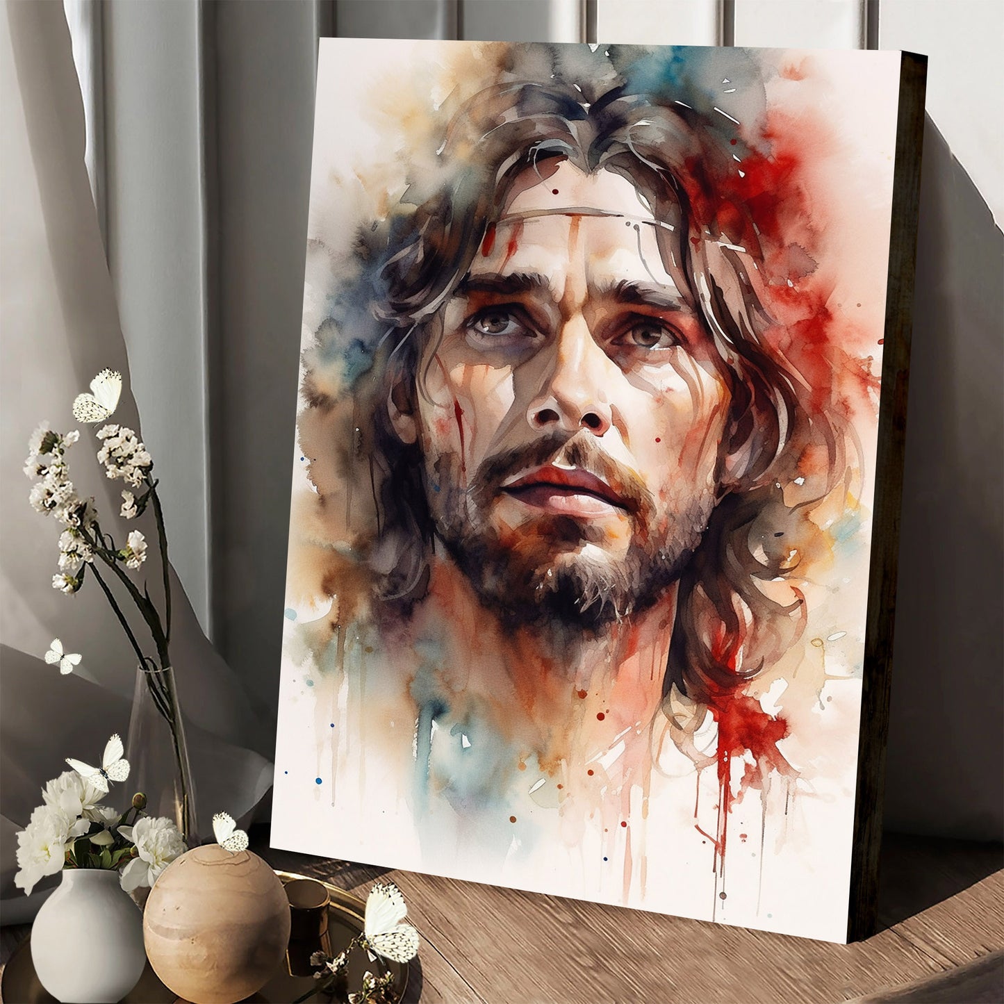 Jesus Watercolor Painting - Canvas Picture - Jesus Christ Canvas - Christian Wall Art