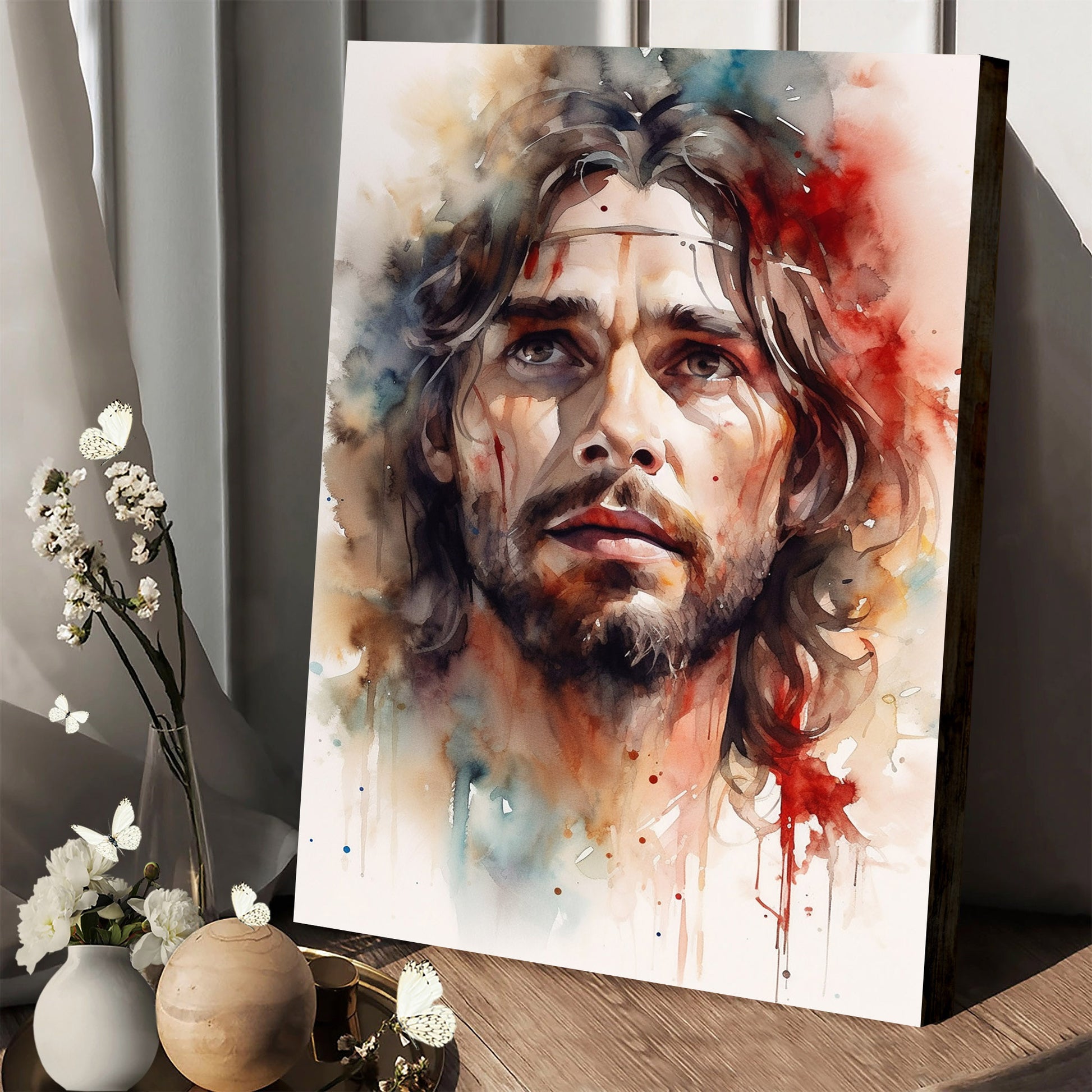 Jesus Watercolor Painting - Canvas Picture - Jesus Christ Canvas - Christian Wall Art