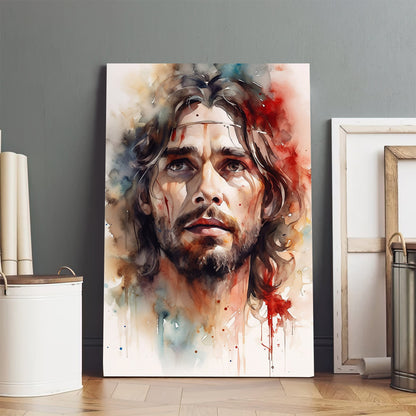 Jesus Watercolor Painting - Canvas Picture - Jesus Christ Canvas - Christian Wall Art