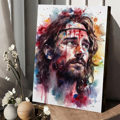 Jesus Watercolor Painting 1 - Canvas Picture - Jesus Christ Canvas - Christian Wall Art