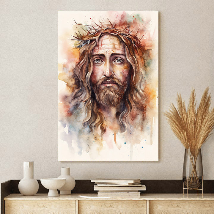 Jesus Watercolor Painting 3 - Canvas Picture - Jesus Christ Canvas - Christian Wall Art