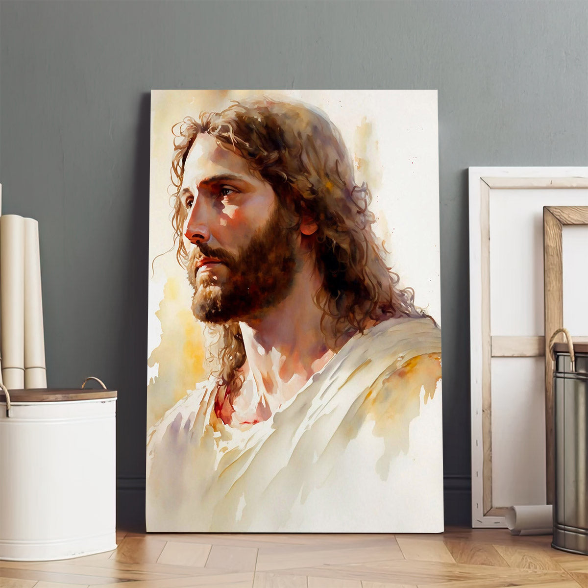 Jesus Watercolor Picture Jesus Portrait Art Christ Print - Jesus Canvas Art - Christian Wall Canvas