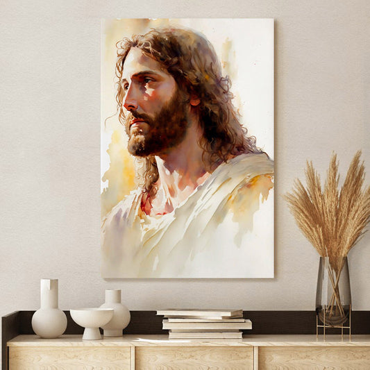 Jesus Watercolor Picture Jesus Portrait Art Christ Print - Jesus Canvas Art - Christian Wall Canvas