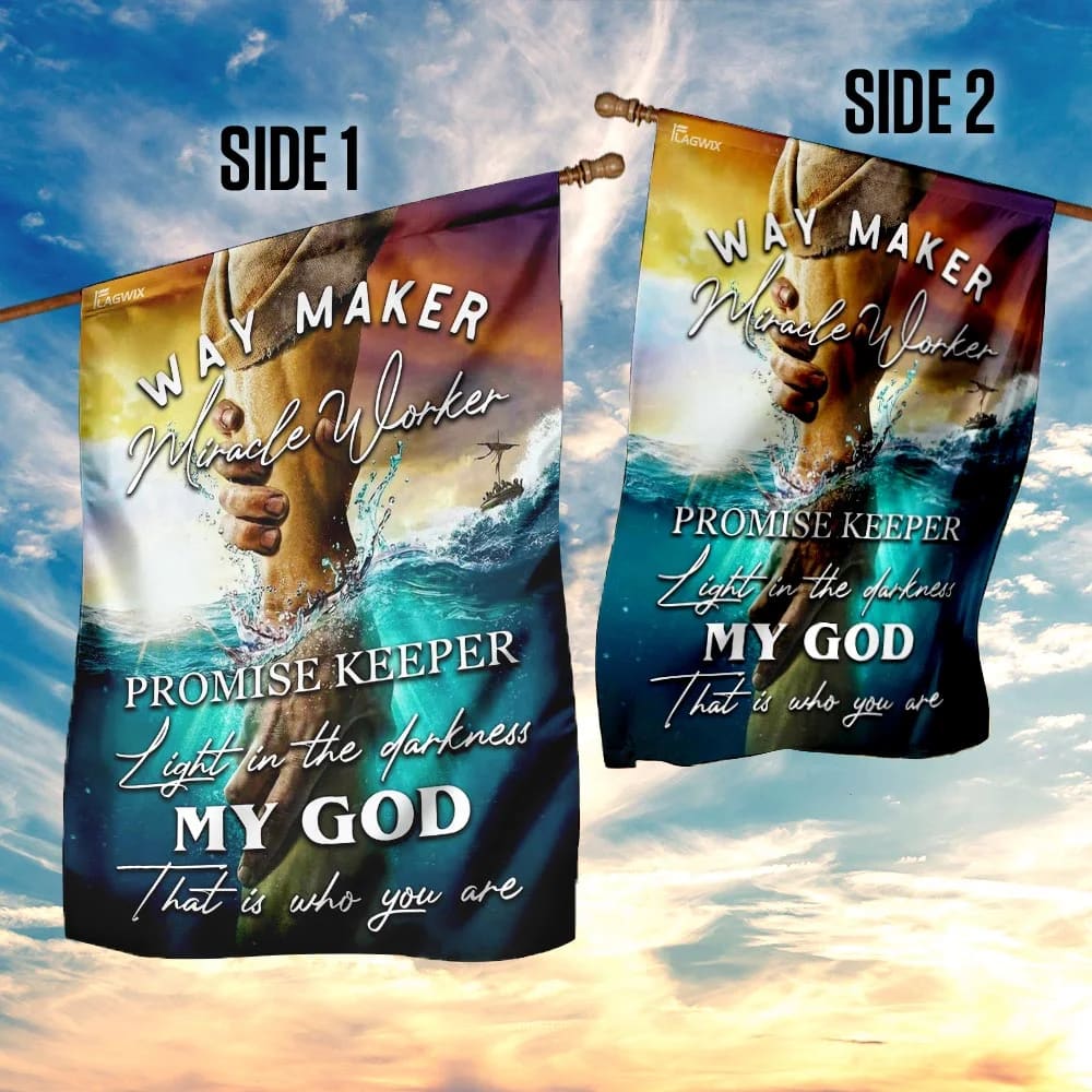 Jesus Way Maker Miracle Worker Promise Keeper Light In The Darkness House Flags - Christian Garden Flags - Outdoor Christian Flag