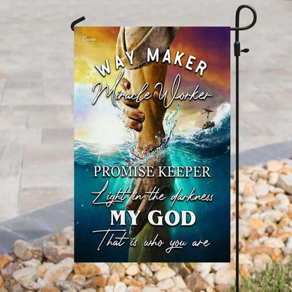 Jesus Way Maker Miracle Worker Promise Keeper Light In The Darkness House Flags - Christian Garden Flags - Outdoor Christian Flag