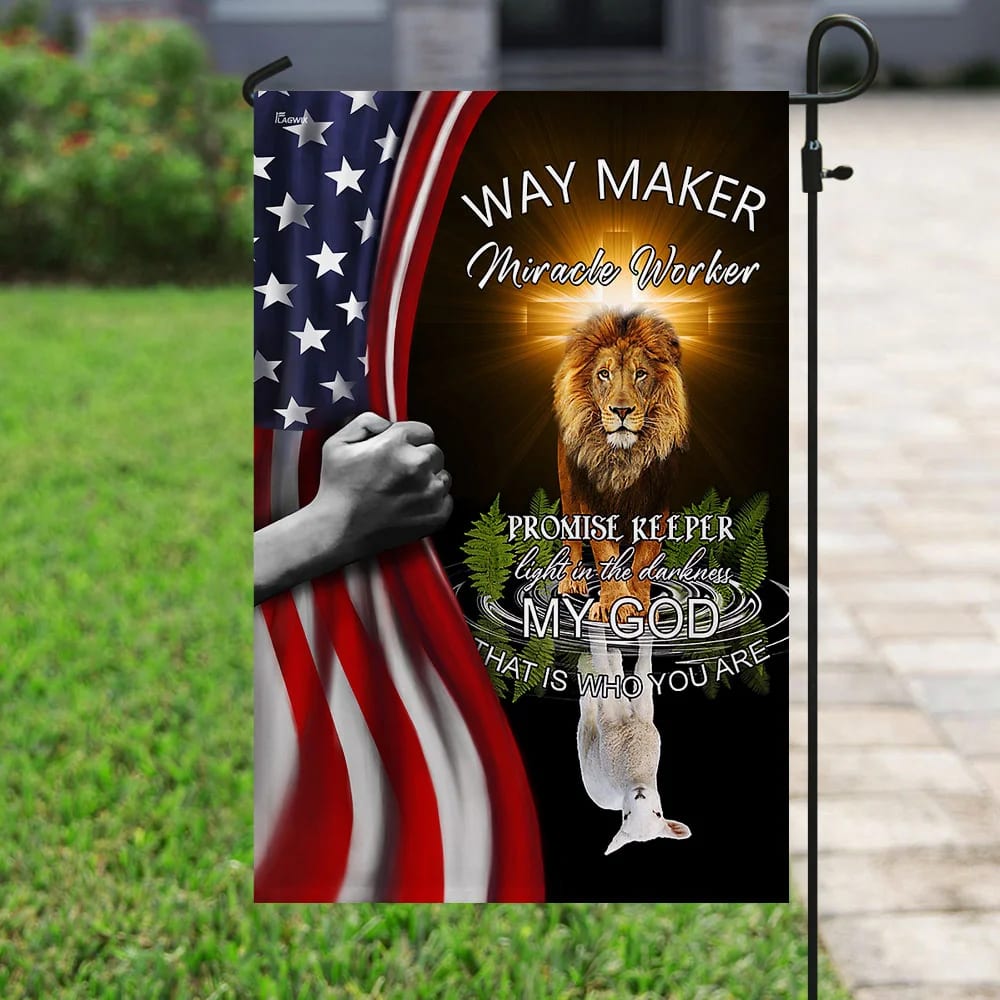 Jesus Way Maker Miracle worker Promise keeper House Flags - Christian Garden Flags - Outdoor Christian Flag