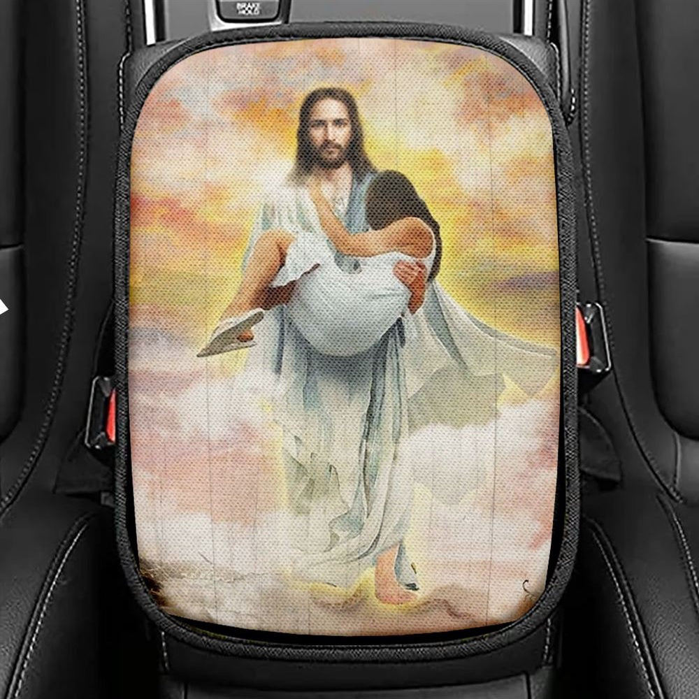 Jesus Way To Heaven Walking With Jesus Car Center Console Cover, Christian Armrest Seat Cover, Bible Seat Box Cover