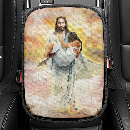Jesus Way To Heaven Walking With Jesus Car Center Console Cover, Christian Armrest Seat Cover, Bible Seat Box Cover