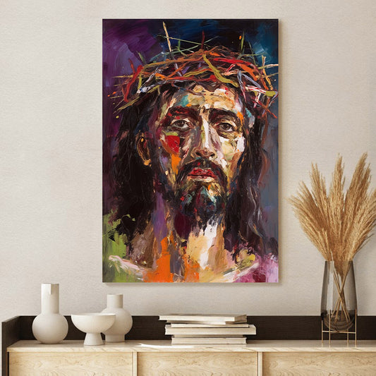 Jesus Wearing A Crown Of Thorns - Jesus Canvas Pictures - Christian Wall Art