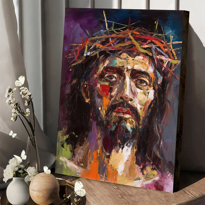 Jesus Wearing A Crown Of Thorns - Jesus Canvas Pictures - Christian Wall Art