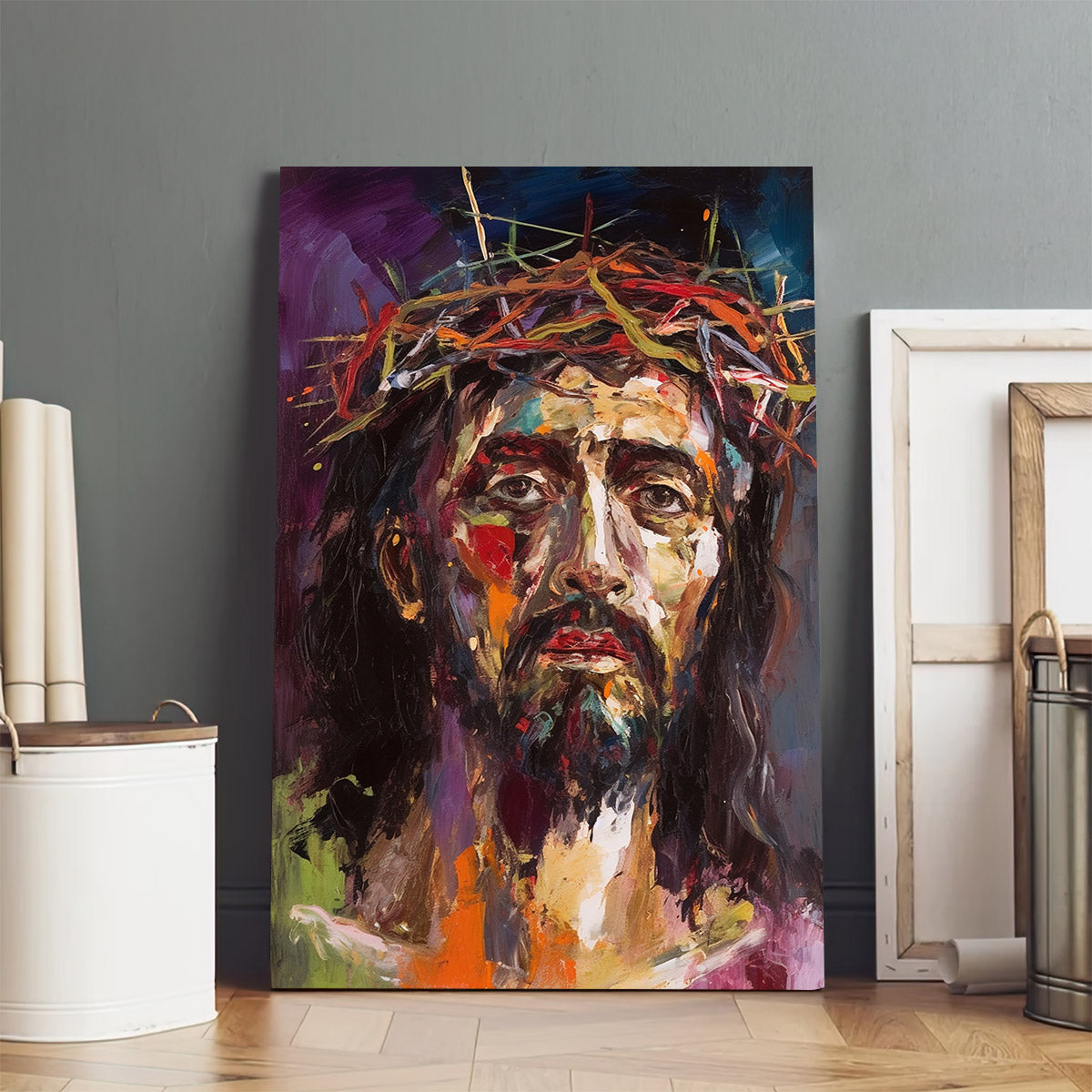 Jesus Wearing A Crown Of Thorns - Jesus Canvas Pictures - Christian Wall Art