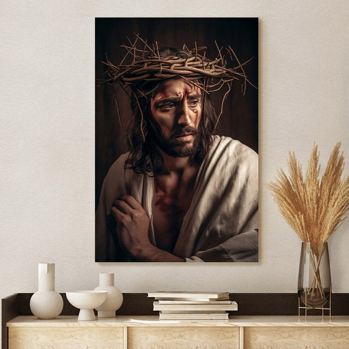 Jesus Wearing A Crown Of Thorns 1 - Jesus Canvas Pictures - Christian Wall Art