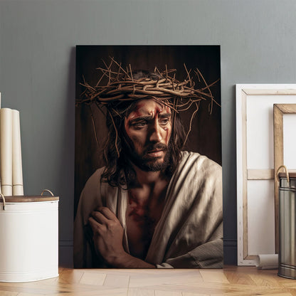 Jesus Wearing A Crown Of Thorns 1 - Jesus Canvas Pictures - Christian Wall Art