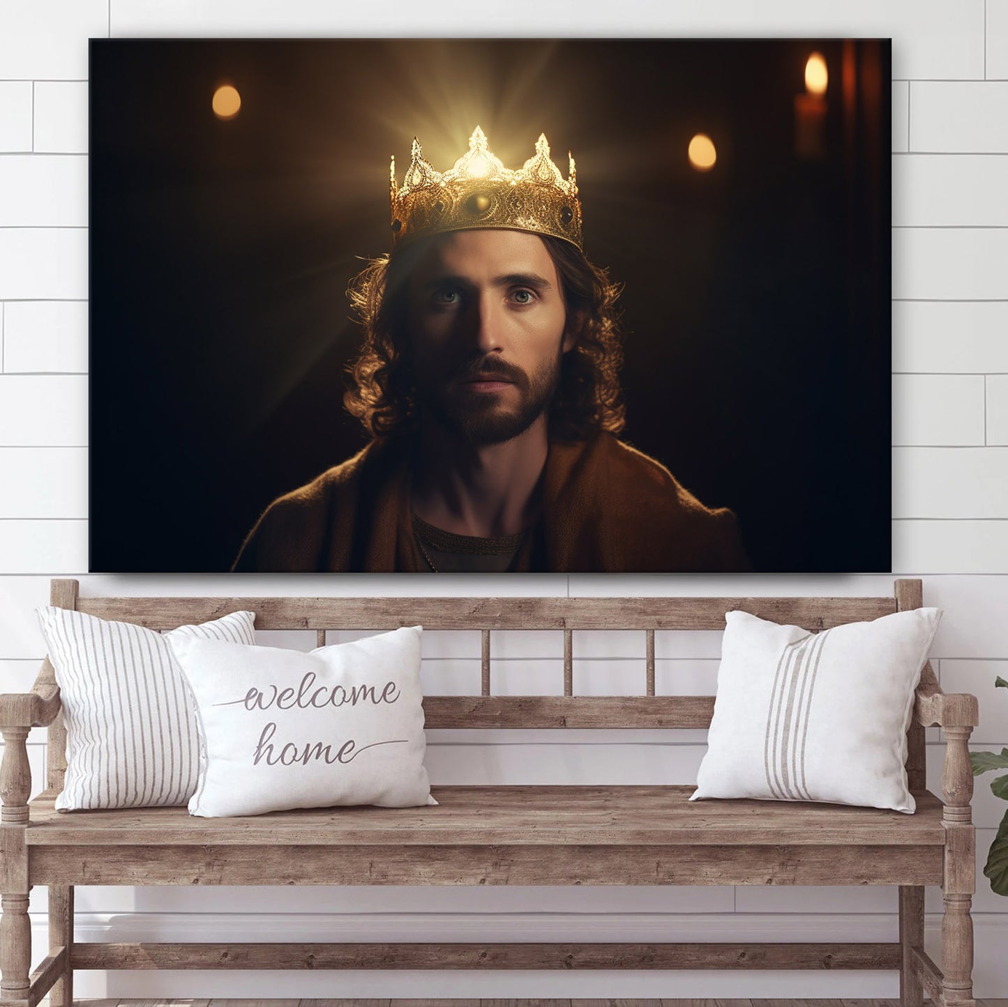 Jesus Wearing A Crown On A Dark - Canvas Picture - Jesus Christ Canvas - Christian Wall Art