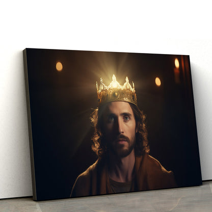 Jesus Wearing A Crown On A Dark - Canvas Pictures - Jesus Christ Canvas - Christian Wall Art