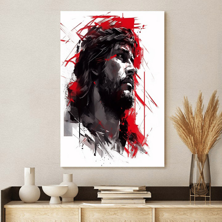 Jesus Wearing Crown Of Thorns 2 - Jesus Canvas Pictures - Christian Wall Art