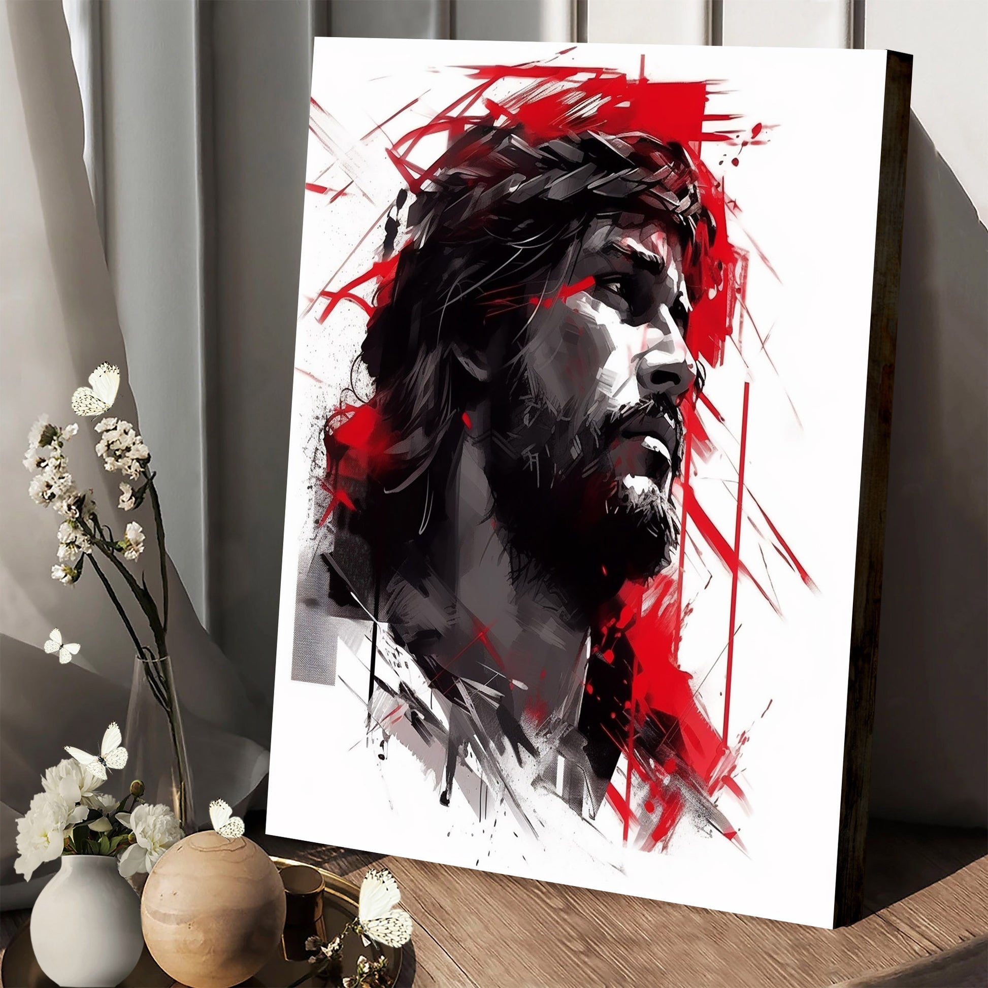 Jesus Wearing Crown Of Thorns 2 - Jesus Canvas Pictures - Christian Wall Art