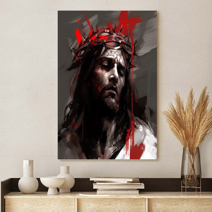 Jesus Wearing Crown Of Thorns 3 - Jesus Canvas Pictures - Christian Wall Art
