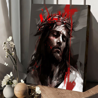 Jesus Wearing Crown Of Thorns 3 - Jesus Canvas Pictures - Christian Wall Art