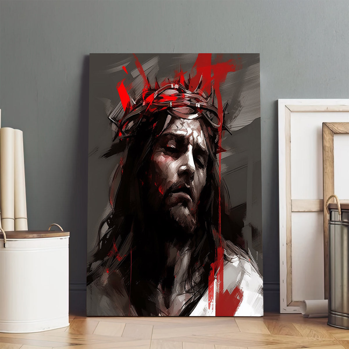 Jesus Wearing Crown Of Thorns 3 - Jesus Canvas Pictures - Christian Wall Art