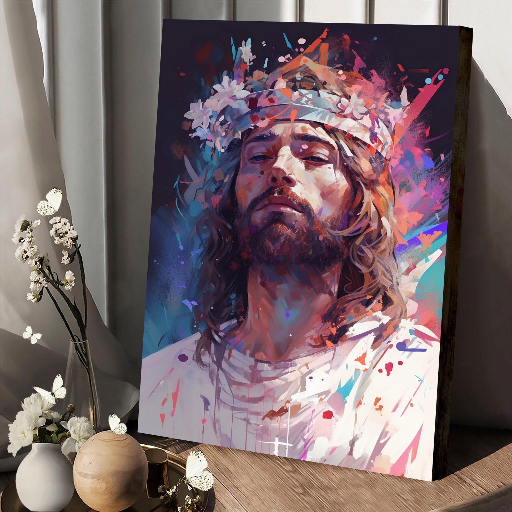 Jesus Wears Crown Of Thorn 1 - Jesus Canvas Pictures - Christian Wall Art
