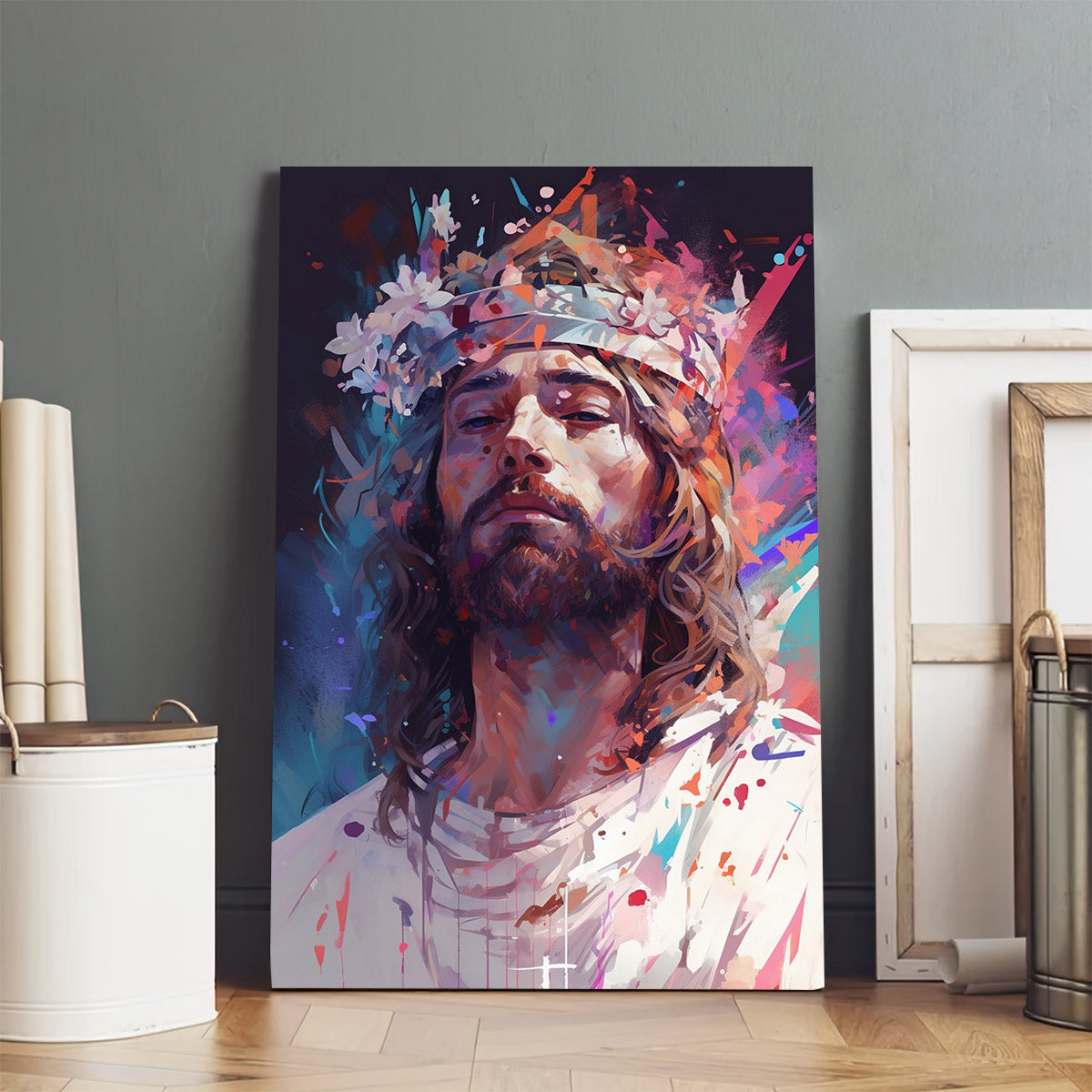 Jesus Wears Crown Of Thorn 1 - Jesus Canvas Pictures - Christian Wall Art