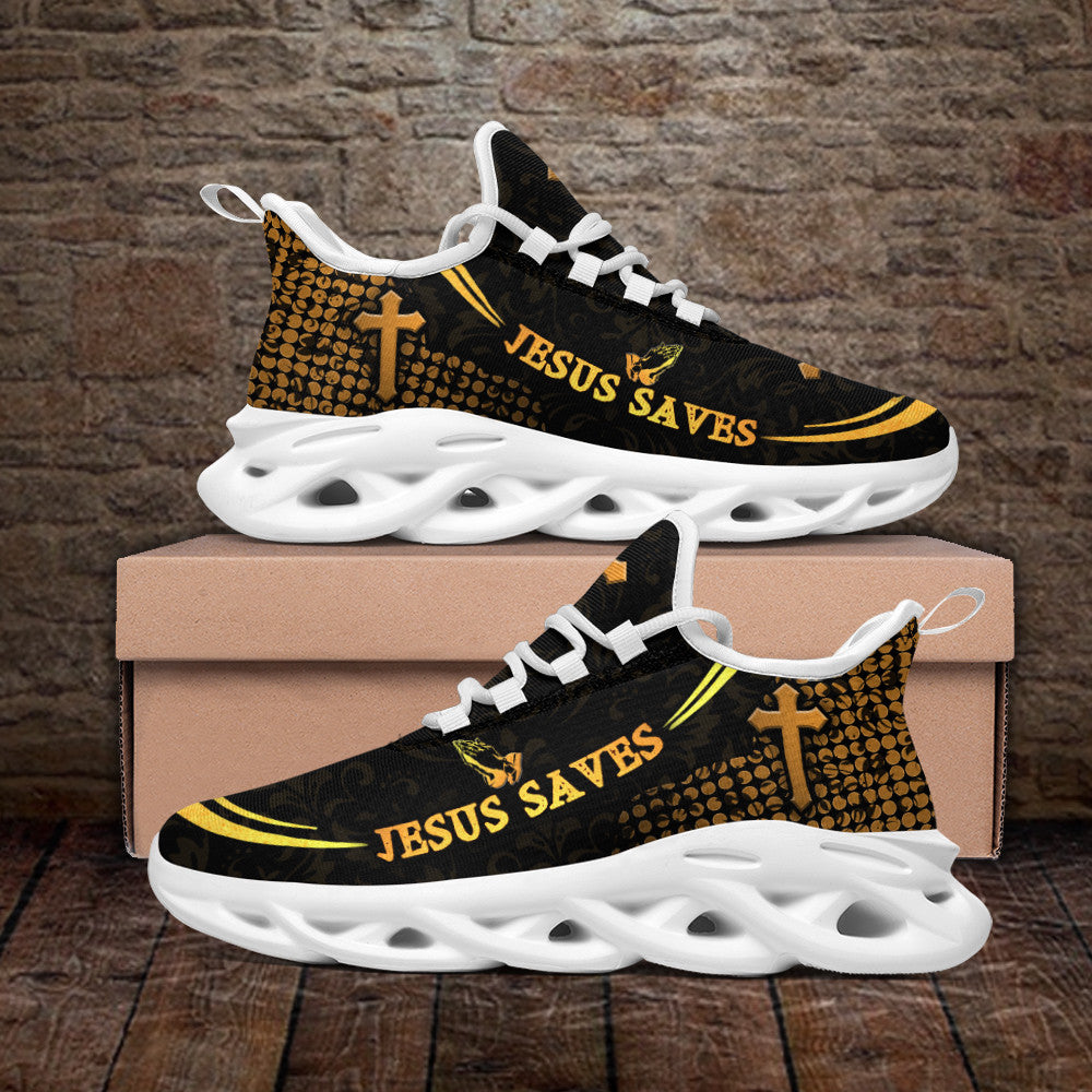 Jesus White Black Saves Yezy Running Sneakers Max Soul Shoes - Christian Shoes For Men And Women